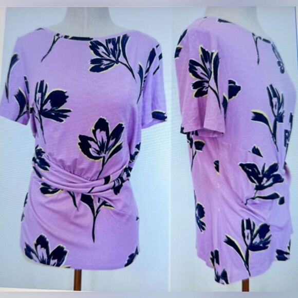 ST. JOHN floral twist top lilac sizeL - Picture 1 of 3